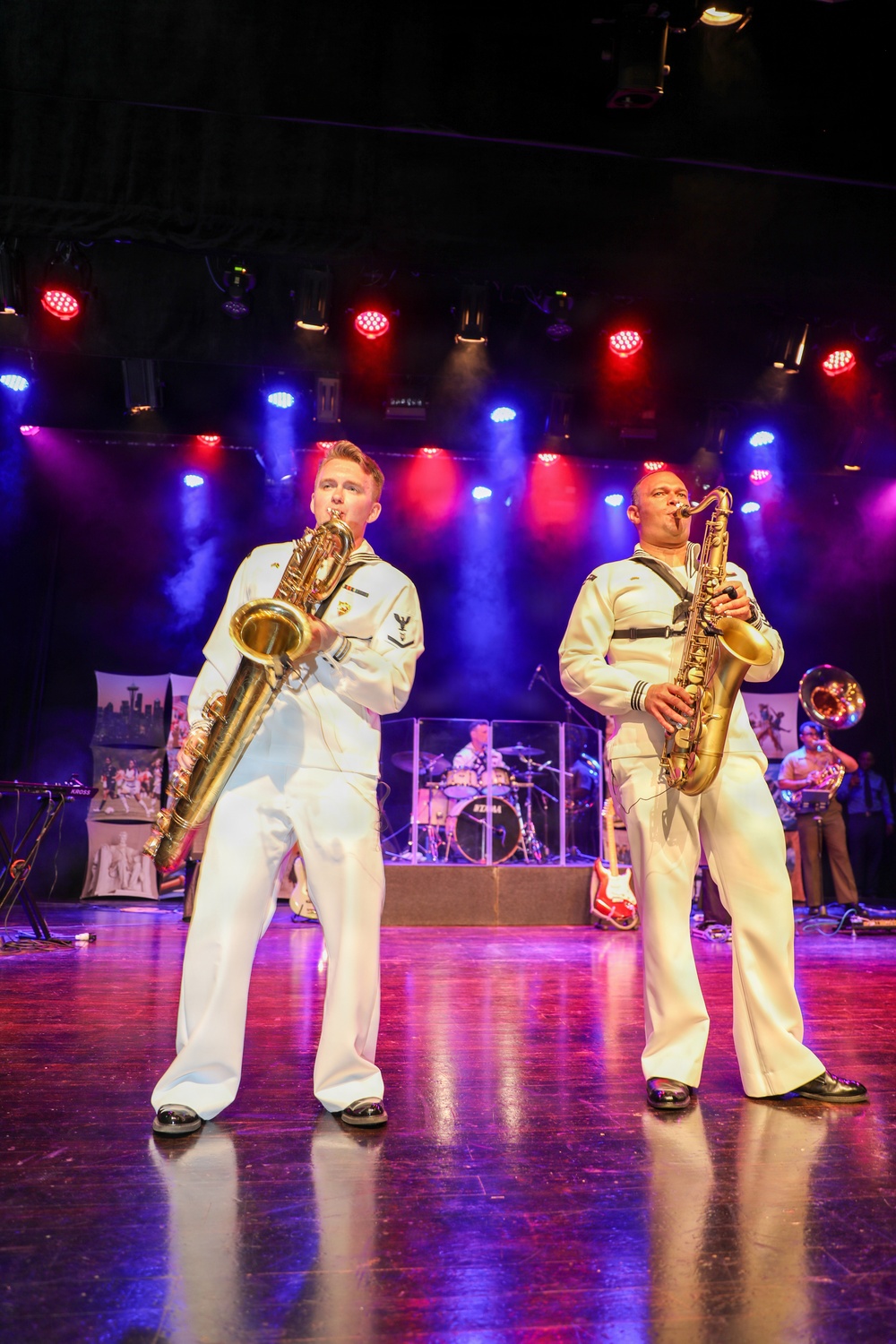 U.S. Naval Forces Europe and Africa Band (Topside Brass Band) perform at the Serge Constantin Theatre in Mauritius during Cutlass Express 2026 (CE 26)
