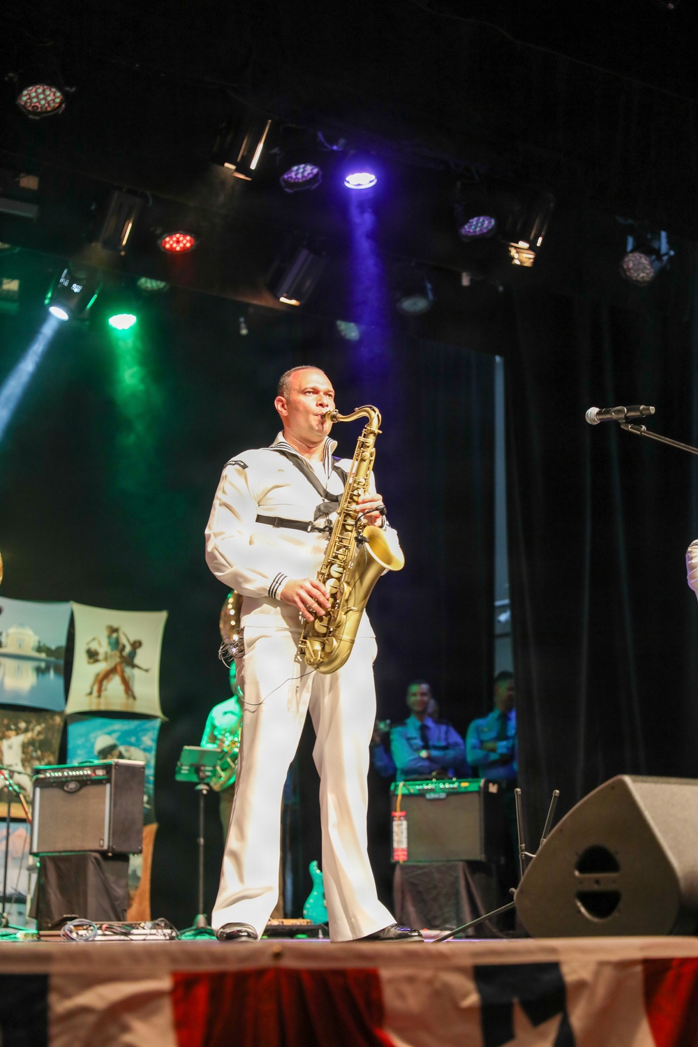 U.S. Naval Forces Europe and Africa Band (Topside Brass Band) perform at the Serge Constantin Theatre in Mauritius during Cutlass Express 2026 (CE 26)