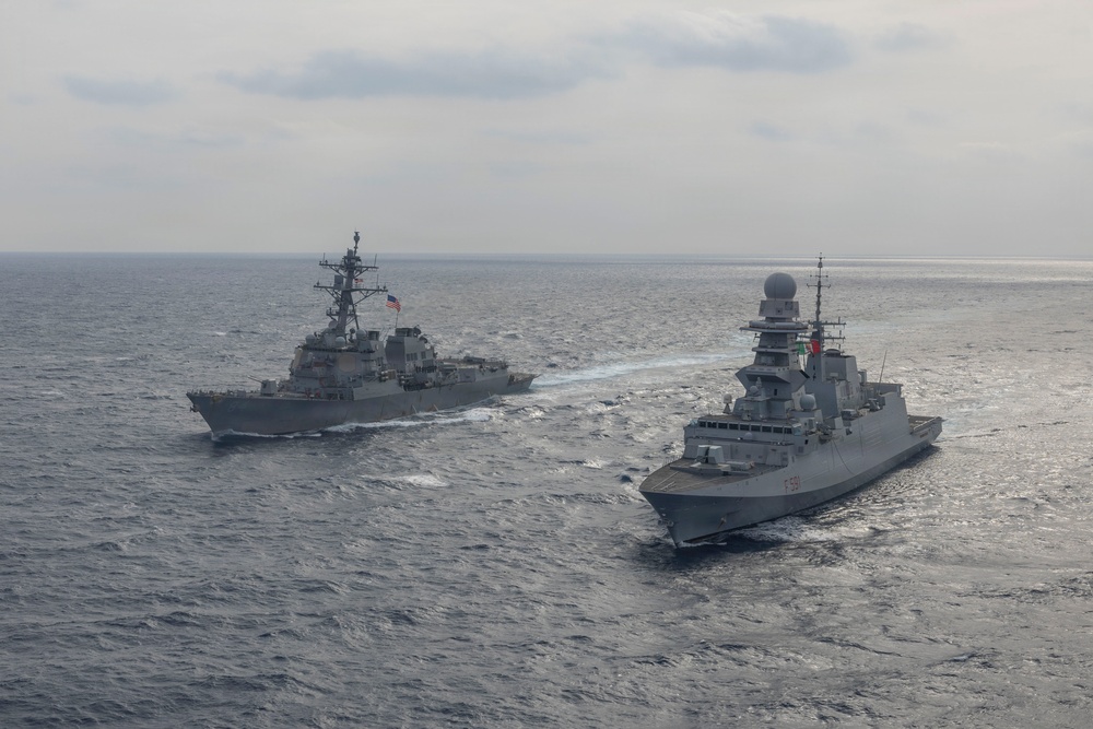 USS Bulkeley (DDG 84) and ITS Virginio Fasan (F 591) sail in formation Feb. 5, 2026