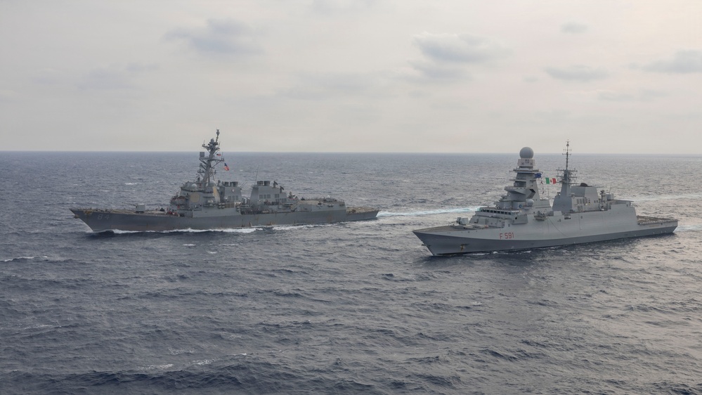 USS Bulkeley (DDG 84) and ITS Virginio Fasan (F 591) sail in formation Feb. 5, 2026