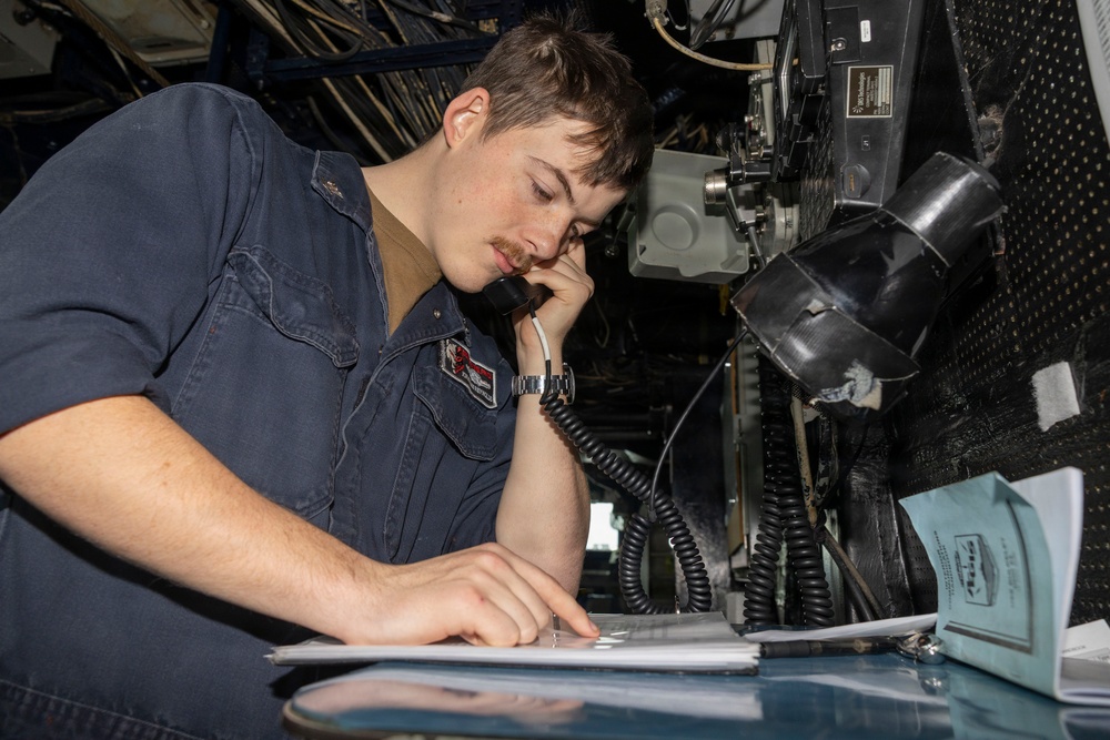USS Bulkeley Sailors stand watch on the bridge, Jan. 28, 2026