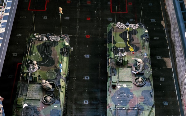 3d AA Bn. Marines Conduct ACV Well Deck Operations Aboard USS Ashland