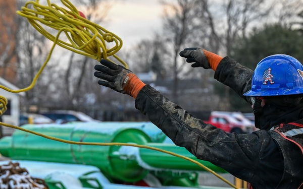 Coast Guard Cutter Bristol bay (WTGB 102) conducts buoy operations on the Great Lakes