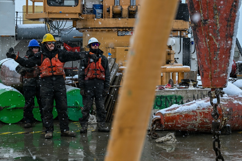 Coast Guard Cutter Bristol bay (WTGB 102) conducts buoy operations on the Great Lakes