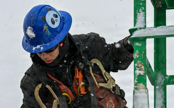 Coast Guard Cutter Bristol bay (WTGB 102) conducts buoy operations on the Great Lakes