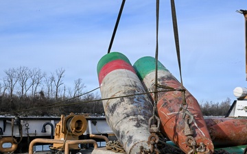Coast Guard Cutter Bristol bay (WTGB 102) conducts buoy operations on the Great Lakes