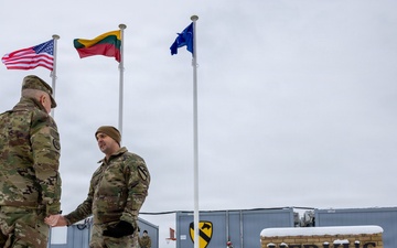 Brig. Gen. John P. Stanley meets with key leaders at Camp Herkus in Lithuania