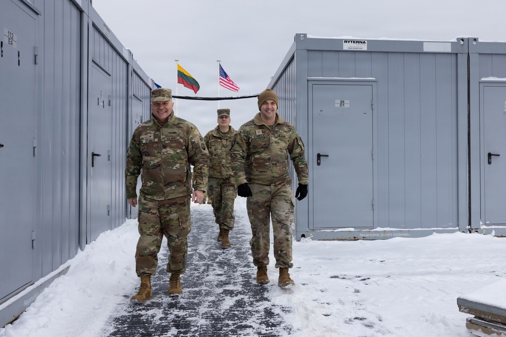 Brig. Gen. John P. Stanley meets with key leaders at Camp Herkus in Lithuania