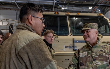 Brig. Gen. John P. Stanley engages with Soldiers at Camp Herkus in Lithuania
