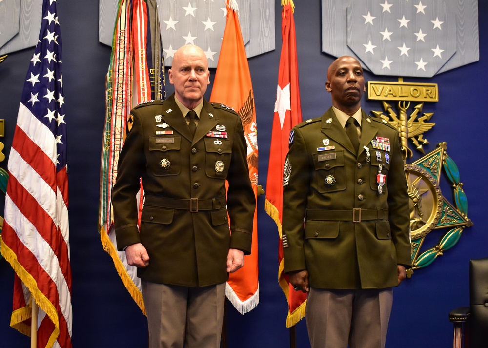 Sgt. Maj. Richard Knotts' retirement ceremony at the Pentagon's Hall of Heroes