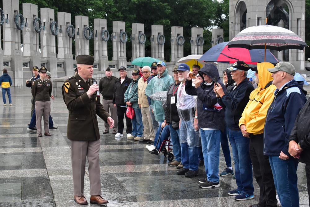 Lt. Gen. John Morrison Jr., the Army Deputy Chief of Staff, G-6, Greets Honor Flight Veterans at the WWII Memorial