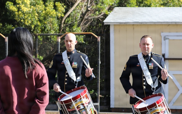 Army Drummers Give Percussions Clinic to Students