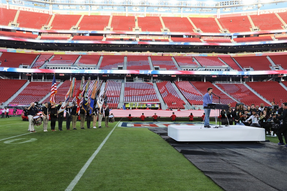 Joint Armed Forces Color Guard Rehearse for Super Bowl LX