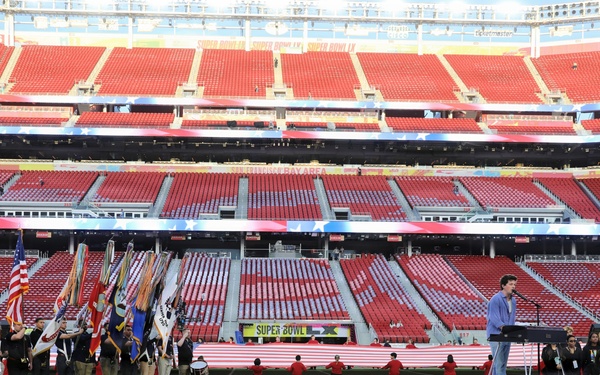 Joint Armed Forces Color Guard Rehearse for Super Bowl LX