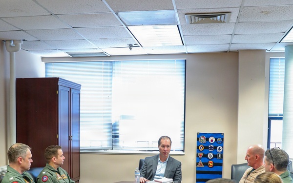 The Honorable Benjamin Kohlmann, Assistant Secretary of the Navy for Manpower and Reserve Affairs meets with leadership from Commander Strike Fighter Wing Atlantic