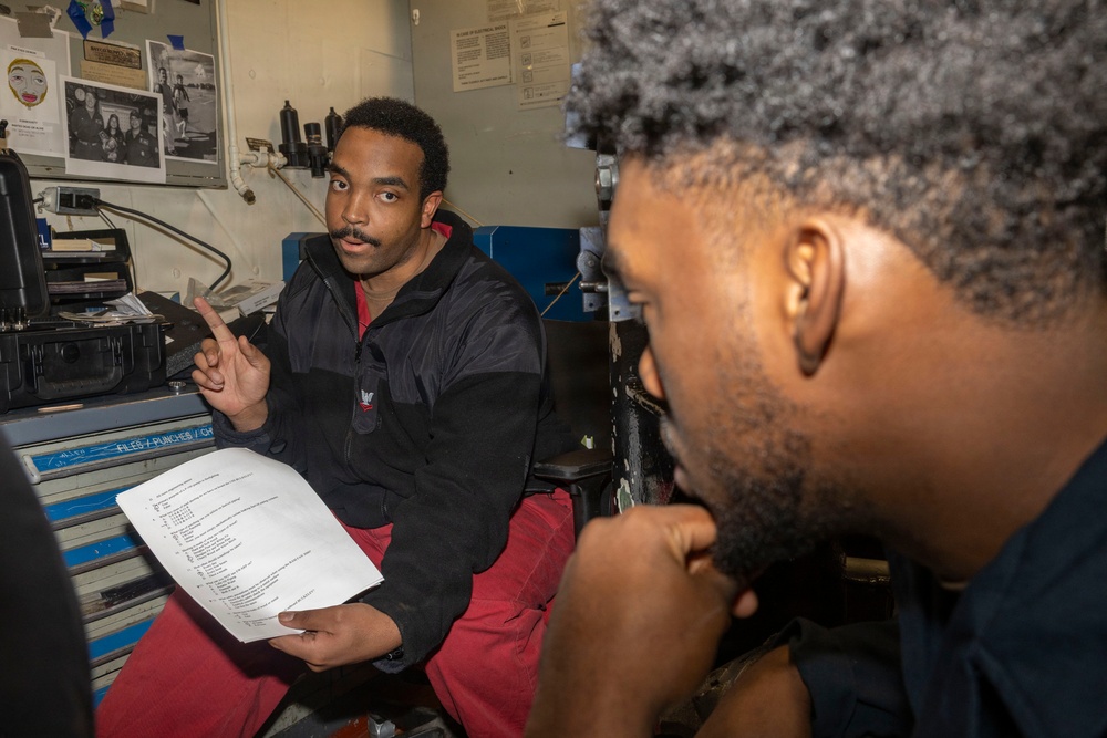 DC2 Adrain Johnson leads Damage control training aboard USS Bulkeley (DDG 84), Jan. 29, 2026