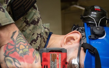 Ronald Reagan Sailors Install Berthing and Conduct Damage Control Drill