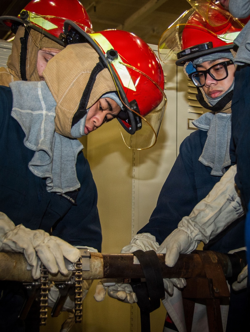 Ronald Reagan Sailors Install Berthing and Conduct Damage Control Drill