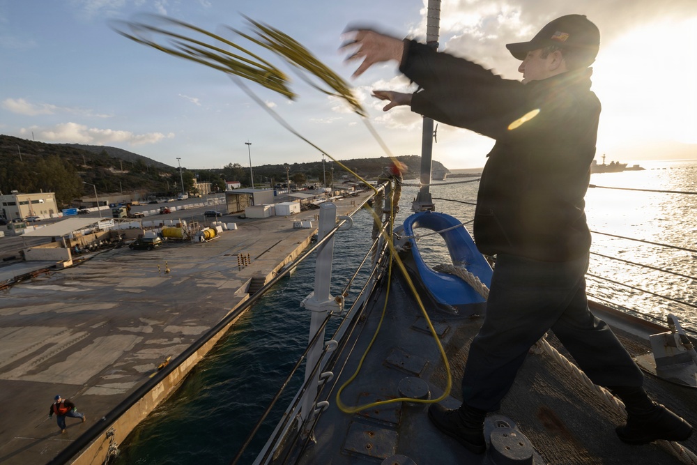 USS Bulkeley (DDG 84) pulls into Souda Bay, Greece for a scheduled port visit, Jan. 30, 2026