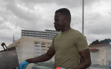 Marines with 3rd Marine Logistics Group Attend a Barbecue on Camp Kinser, Okinawa, Japan