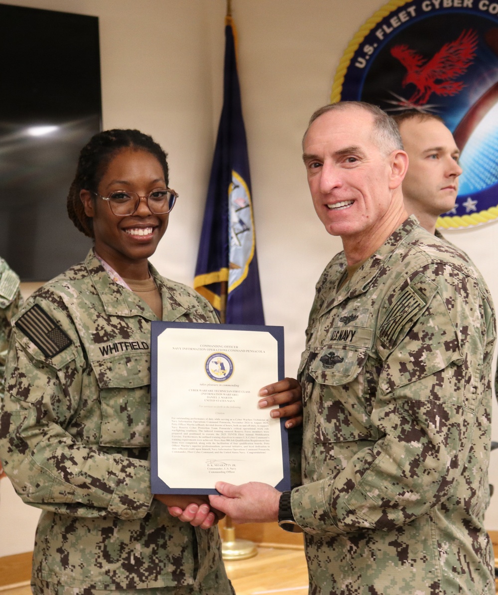 Reserve CPT CO Recognizes NIOC Pensacola Sailors for Training Support of Reserve Personnel