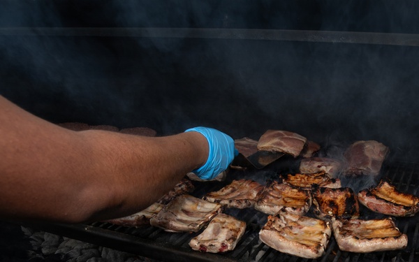 Marines with 3rd Marine Logistics Group Attend a Barbecue on Camp Kinser, Okinawa, Japan