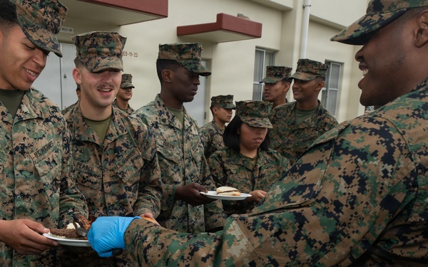 Marines with 3rd Marine Logistics Group Attend a Barbecue on Camp Kinser, Okinawa, Japan