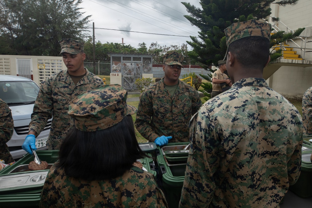 Marines with 3rd Marine Logistics Group Attend a Barbecue on Camp Kinser, Okinawa, Japan