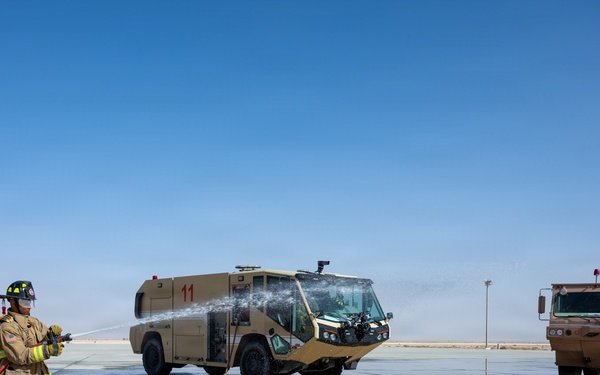 386th AEW Firefighters Train During a Readiness and Dispersal Exercise