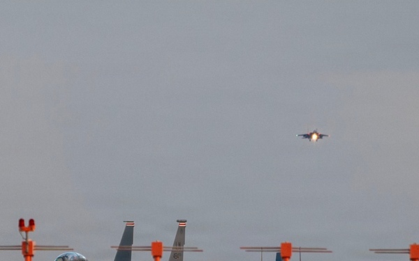 F-15E Strike Eagles Land at a base in the Middle East