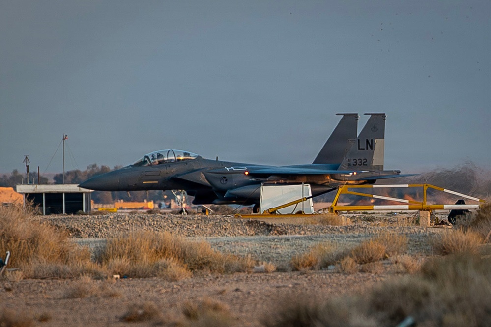 F-15E Strike Eagles Land at a base in the Middle East