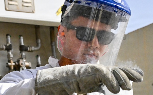 386th ELRS fuels technician tests aviation-grade oxygen for mission readiness