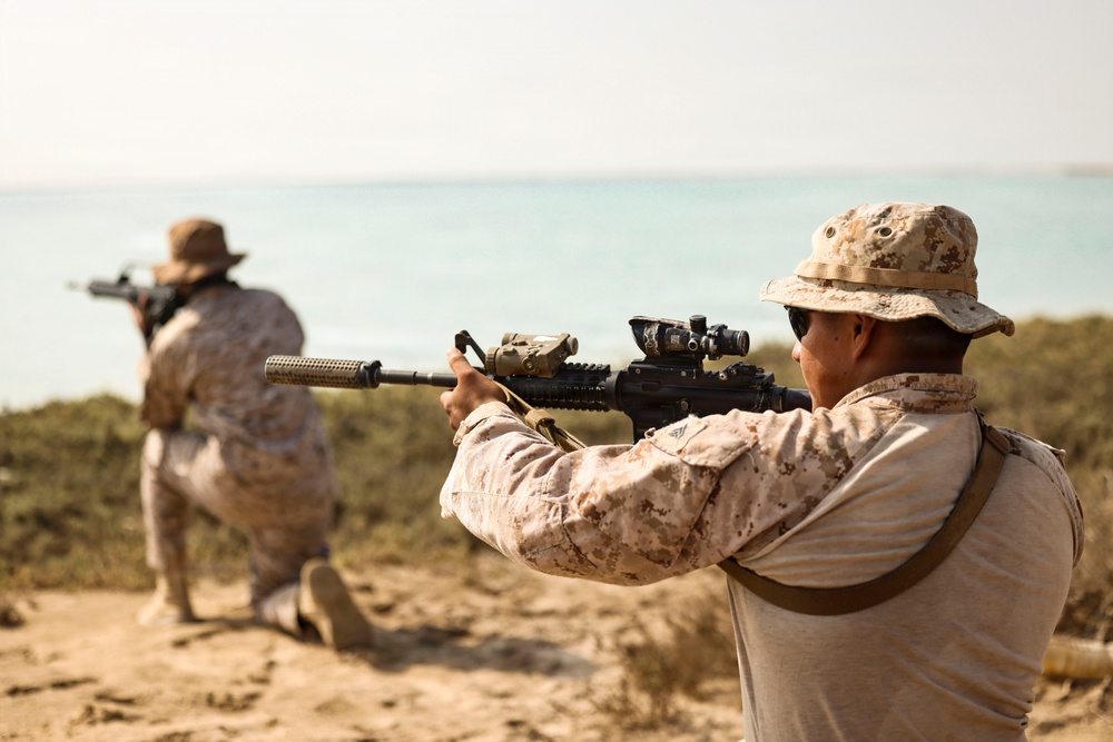 Marines and Sailors with FASTCENT, Saudi marines, participate in exercise Indigo Defender 26