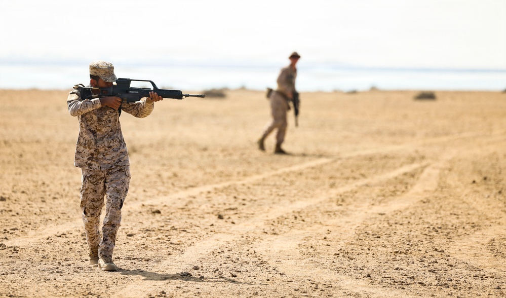 Marines and Sailors with FASTCENT, Saudi marines, participate in exercise Indigo Defender 26
