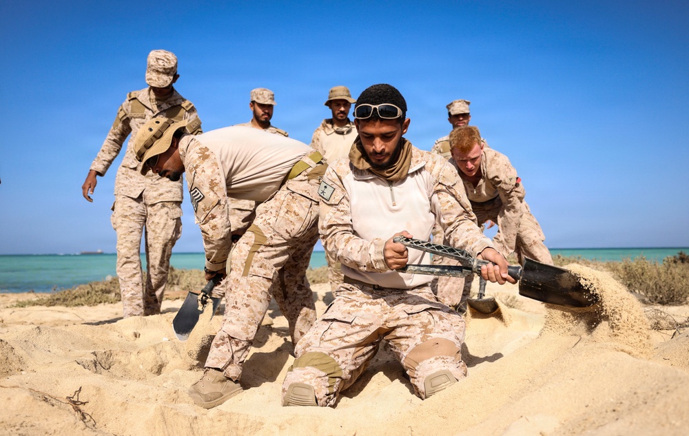 Marines and Sailors with FASTCENT, Saudi marines, participate in exercise Indigo Defender 26