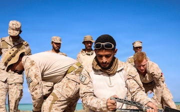 Marines and Sailors with FASTCENT, Saudi marines, participate in exercise Indigo Defender 26
