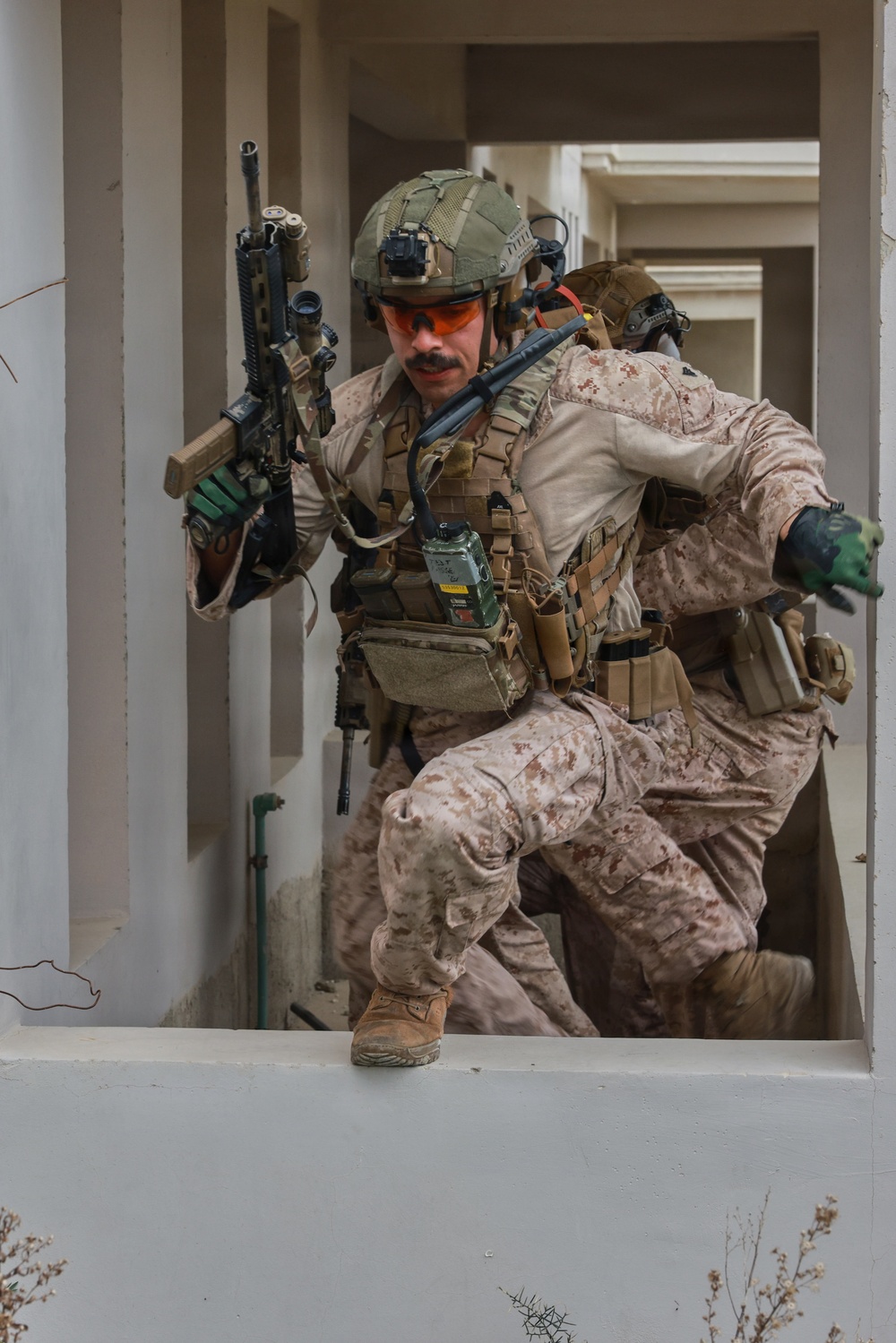 U.S. Marines with FAST Company Europe conduct live sim close quarter battle training