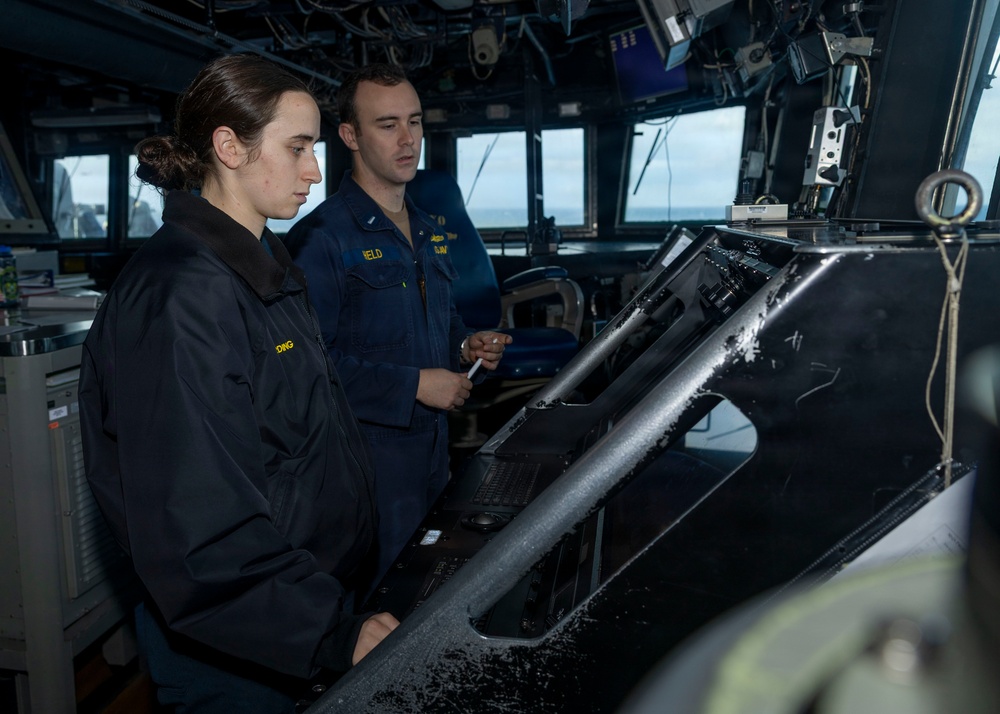 USS Bulkeley Sailors stand watch during flight quarters, Feb. 2, 2026