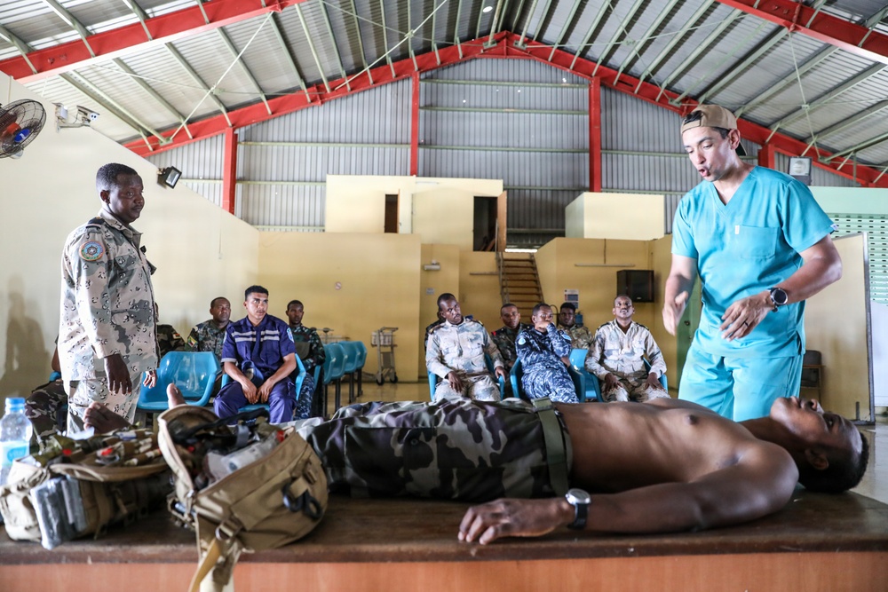 Partner nations participate in tactical combat casualty care (TCCC) training in Port Louis, Mauritius