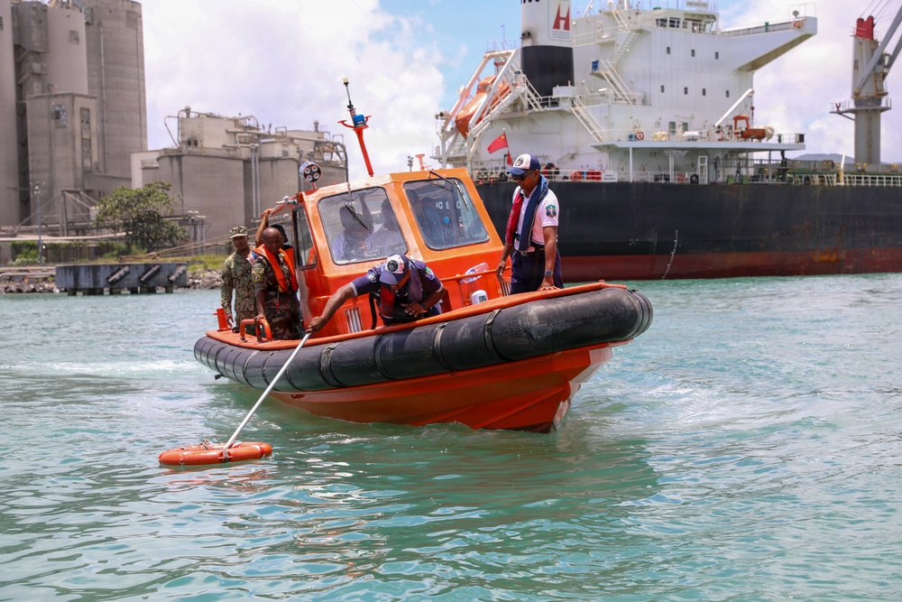 Partner nations participate in man overboard training in Port Louis, Mauritius