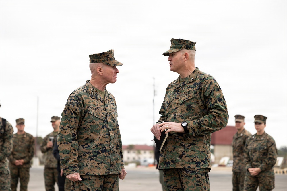 The Commandant, Gen. Eric M. Smith visits with 11th MEU Marines, Sailors