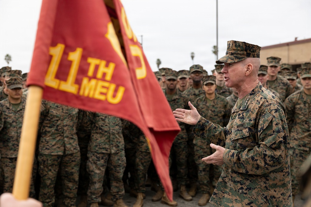 The Commandant, Gen. Eric M. Smith visits with 11th MEU Marines, Sailors