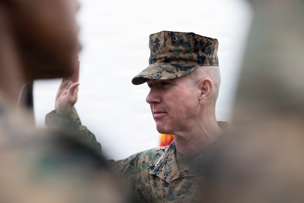 The Commandant, Gen. Eric M. Smith visits with 11th MEU Marines, Sailors