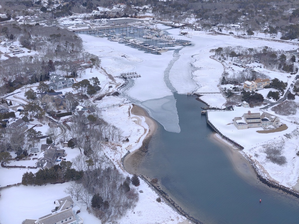 Coast Guard Station Chatham shares imagery during a UAS fly over in Harwich, Massachusetts