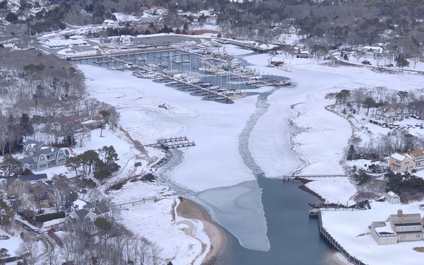 U.S. Coast Guard Station Chatham shared ice imagery captured during a recent unmanned aircraft system (UAS) flight over Saquatucket Harbor in Harwich, Massachusetts.