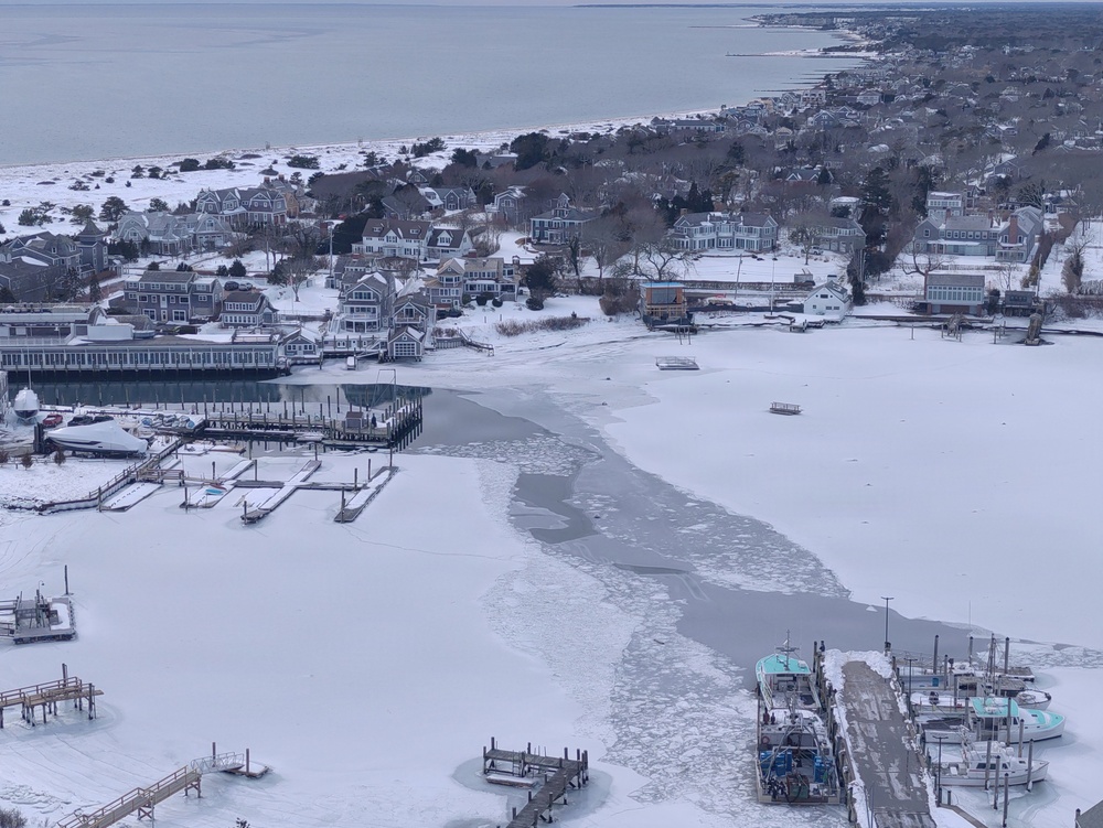 Coast Guard Station Chatham shares imagery during a UAS fly over in Harwich, Massachusetts