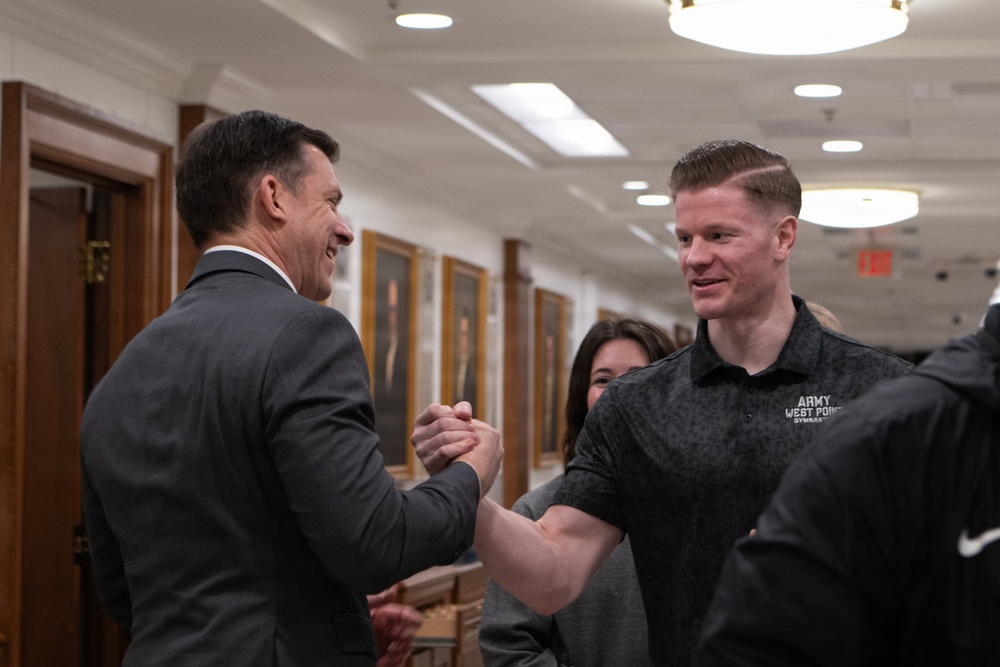 USMA Men's Gymnastics Team Visits The Pentagon
