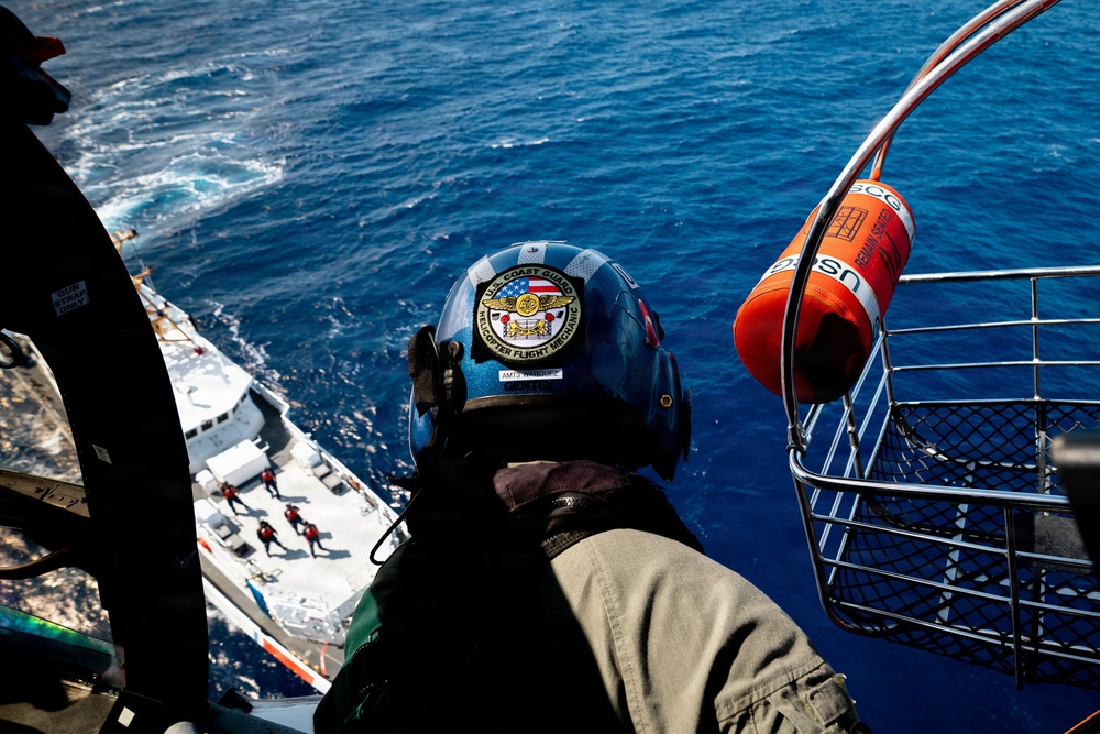 U.S. Coast Guard Air Station Barbers Point conducts hoist training with USCGC Oliver Berry (WPC 1124)