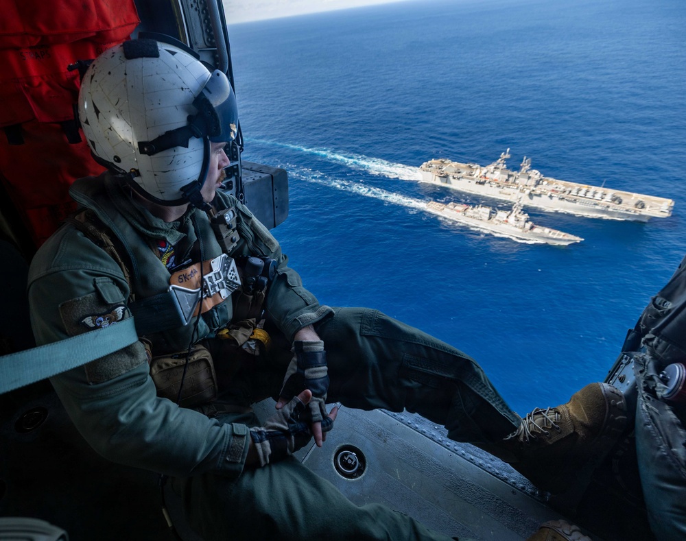 USS Rafael Peralta RAS with USS Tripoli