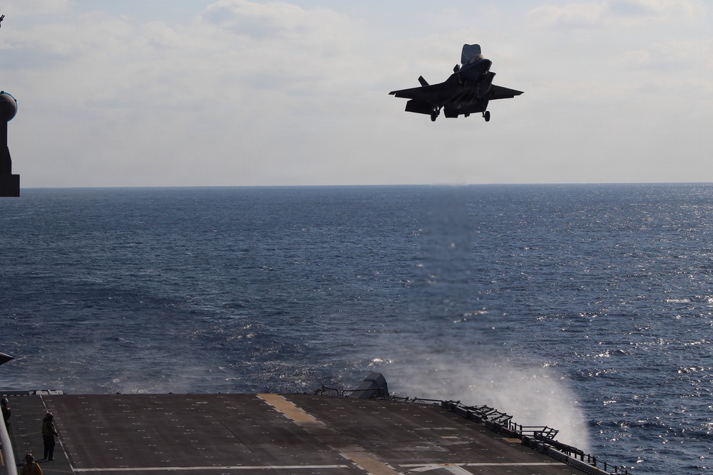 USS Tripoli Conducts Flight Operations with VMFA 121